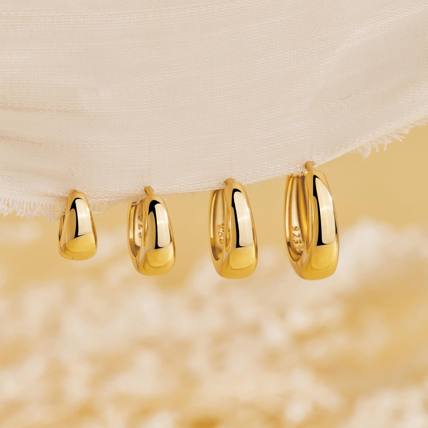 5mm Thick Chunky Gold Hoop Earrings for Women Non Tarnish, 14K Gold Plated Chunky Huggie Cartilage Earring Stack, Lightweight Cute Drop Earrings Sets for Multiple Piercing Dainty Trendy Clip On Jewelry