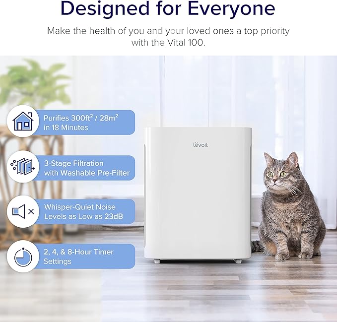 LEVOIT Air Purifiers for Home Large Room, HEPA Filter Cleaner with Washable Filter & 10-Pack Top Fill Humidifier Replacement Filters, Capture Particles to Improve Humidification