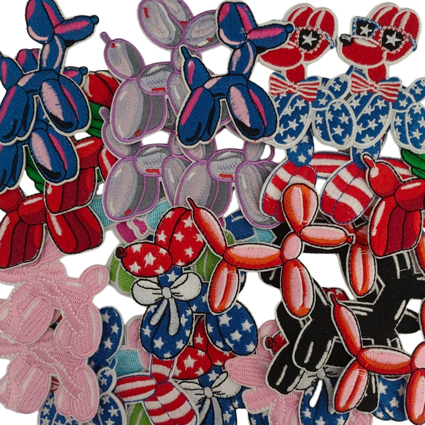 30pcs 10 Style Cute Balloon Dog Design Iron on Sew on Embroidery Patches,Funny Animal DIY Accessories for Clothes, Dress, Hat, Jeans