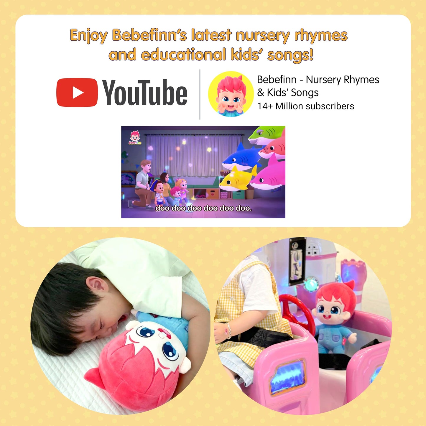 Pinkfong Bebefinn Plush Toy - Soft Cuddly Premium Plush Toy for Kids - Ages 1-5