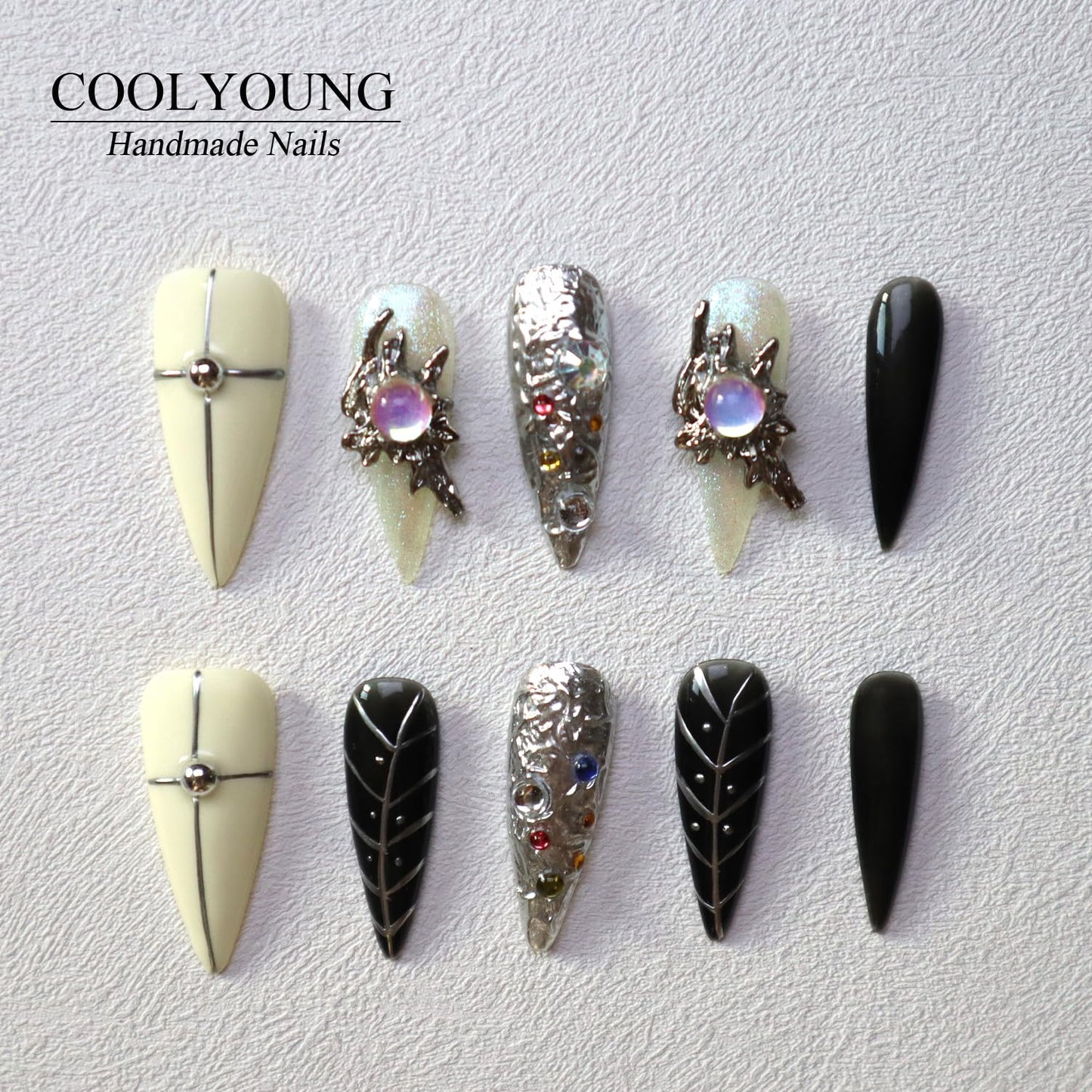 Handmade Press On Nails, Long Stiletto Press On Nails, Nailphoria Press Ons, Press On Nails 3d, Real Acrylic Press On Nails, Press On Nails For Women, Women Gift, COOLYOUNG Nails, 10 PCS, Size M