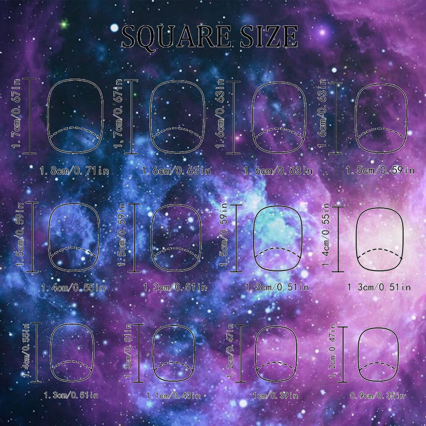 24 Pcs Stars Press on Nails HZJXRT Short Square Fake Nails Glossy Purple Glitter Acrylic False Nail Starry Sky Stick on Nail Clean Glue on Artificial Fingernails for Coquette Women Gift