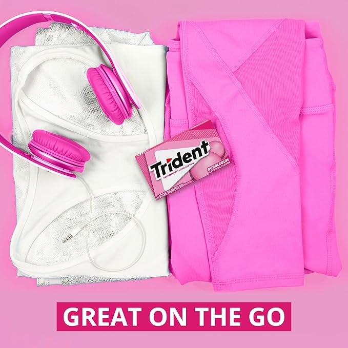 Trident Bubblegum Sugar-Free Chewing Gum, 12 Packs of 14 Pieces (168 Total Pieces)