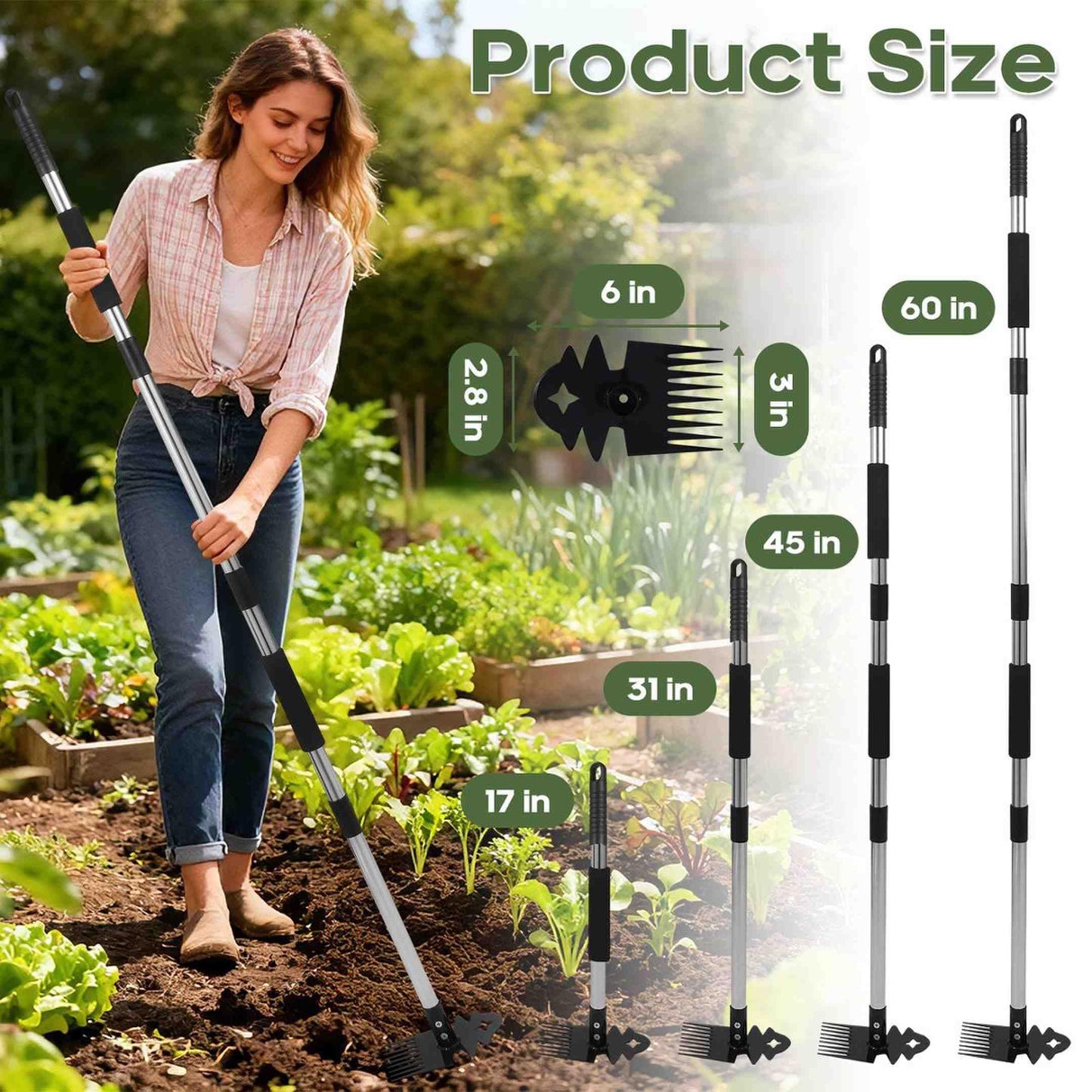 Weeder Tool - 60" Manual Weeder Remover Tool,Gardening Tools,Portable Garden Weeding Tool for Vegetable Gardening Backyard Farm Planting & Weeding