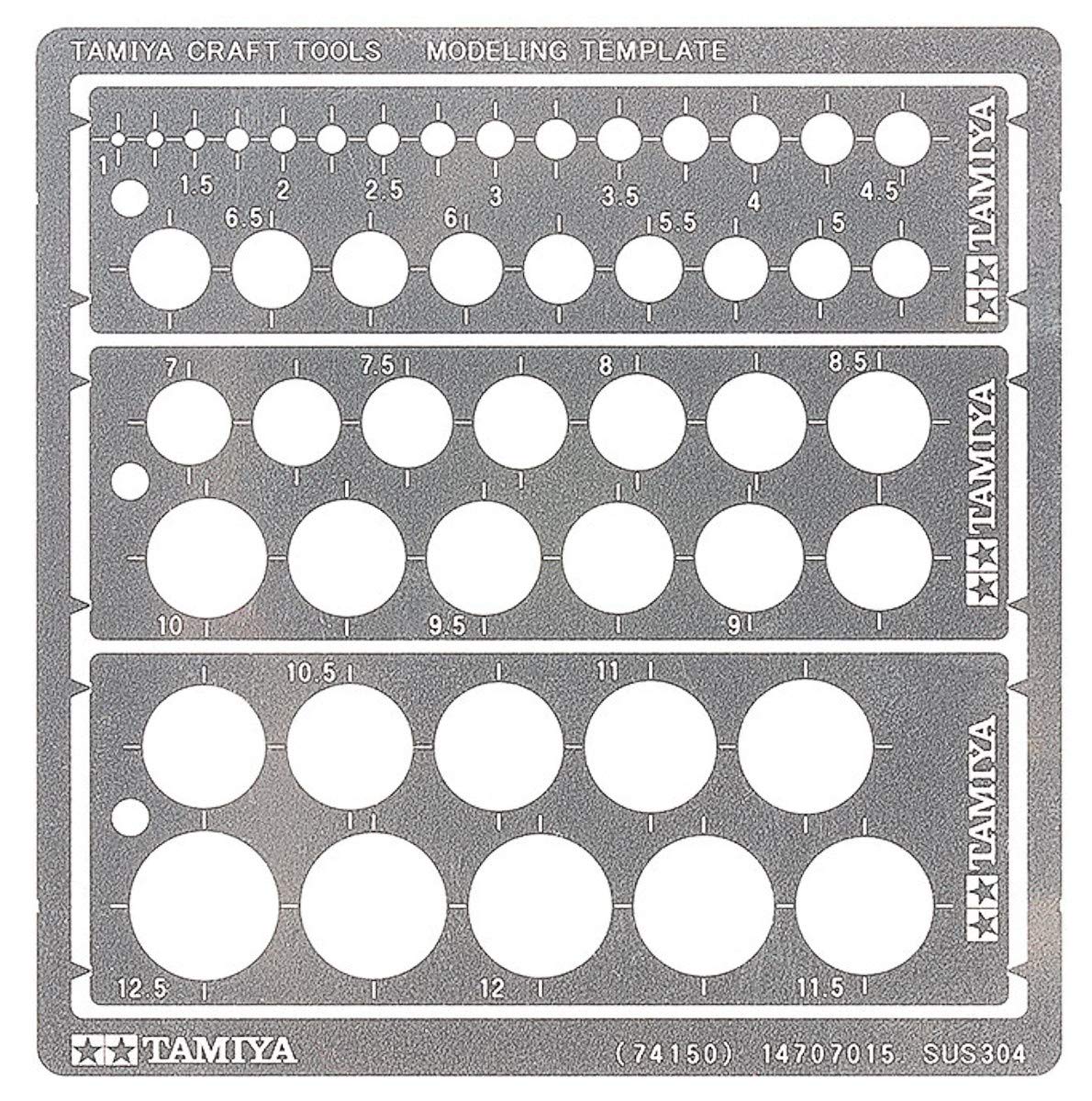 Tamiya 74150 Circle Stencil PE (3) 1-12.5 mm, Craft Tools, Model Making Accessories, 300074150