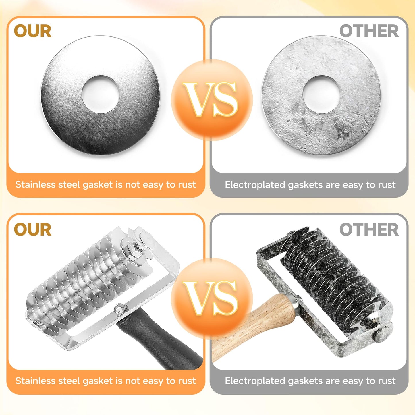 Pastry Lattice Roller Cutter - Stainless Steel Professional Dough Lattice Top Pie Pizza Bread Pastry Crust Lattice Roller Cutter wheel