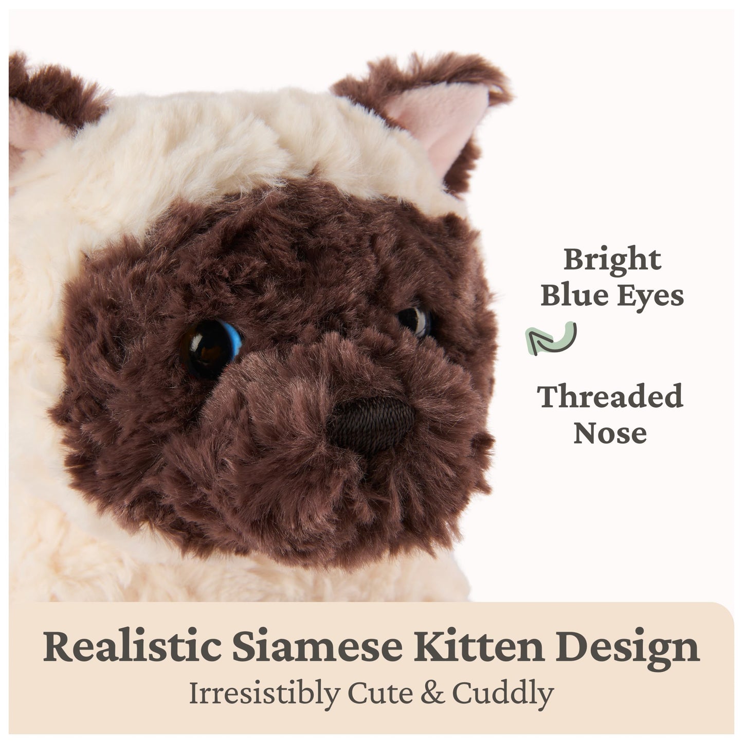 GUND Bootsie Siamese Kitten Plush Toy, Premium Cat Stuffed Animal for Ages 0 and Up, Cream/Brown, 9”