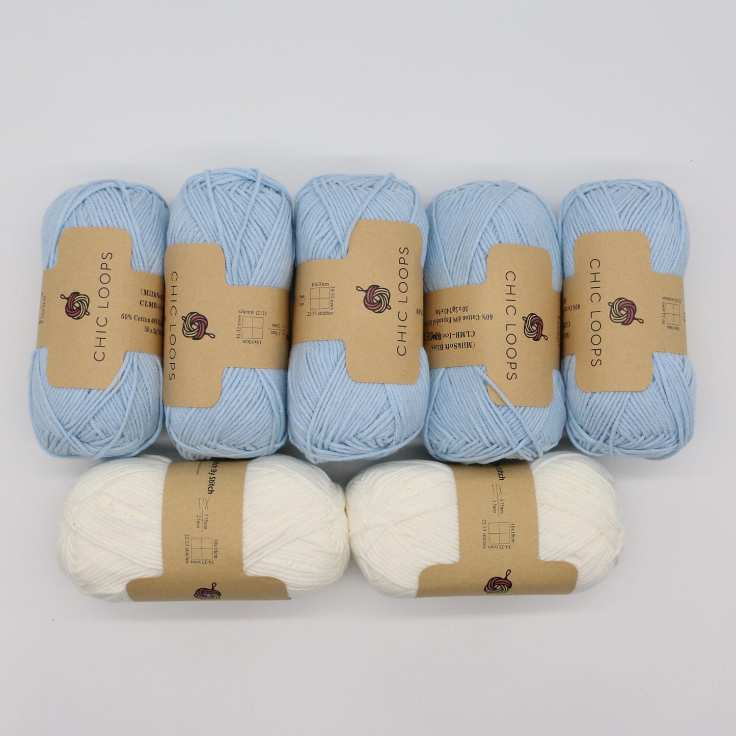 Chic Loops Knitting Kit for Beginners, Knitted Baby Blanket Beginner Crochet Kit for Adults, Crochet Soft and Cozy Bunny Baby Blanket with Instruction(Ice Blue)