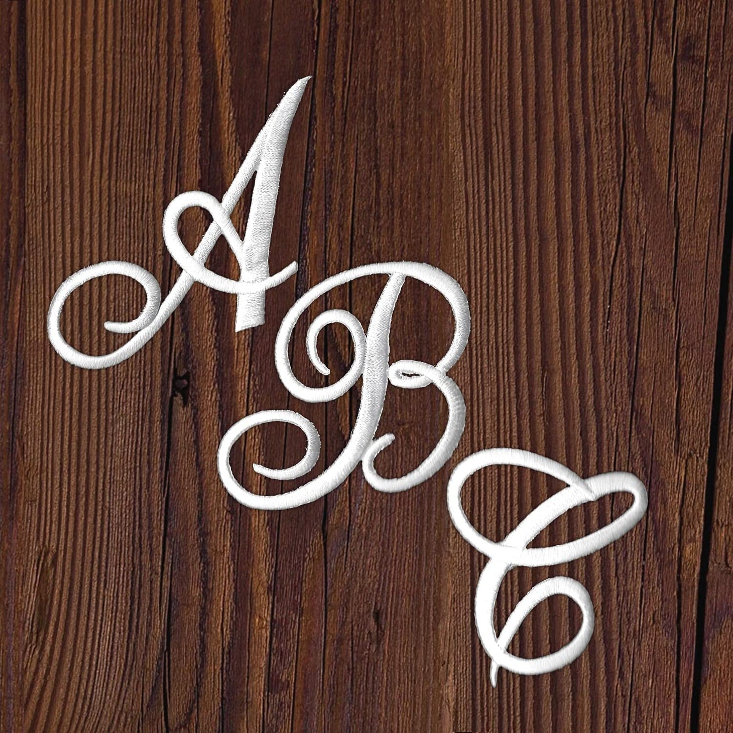 Laughing Lizards Monogram Letter Patch 26 Piece Kit, Script Iron On Appliques, Kit Includes All 26 Cursive Letters for Clothing, Stockings, and More! (Small, White)