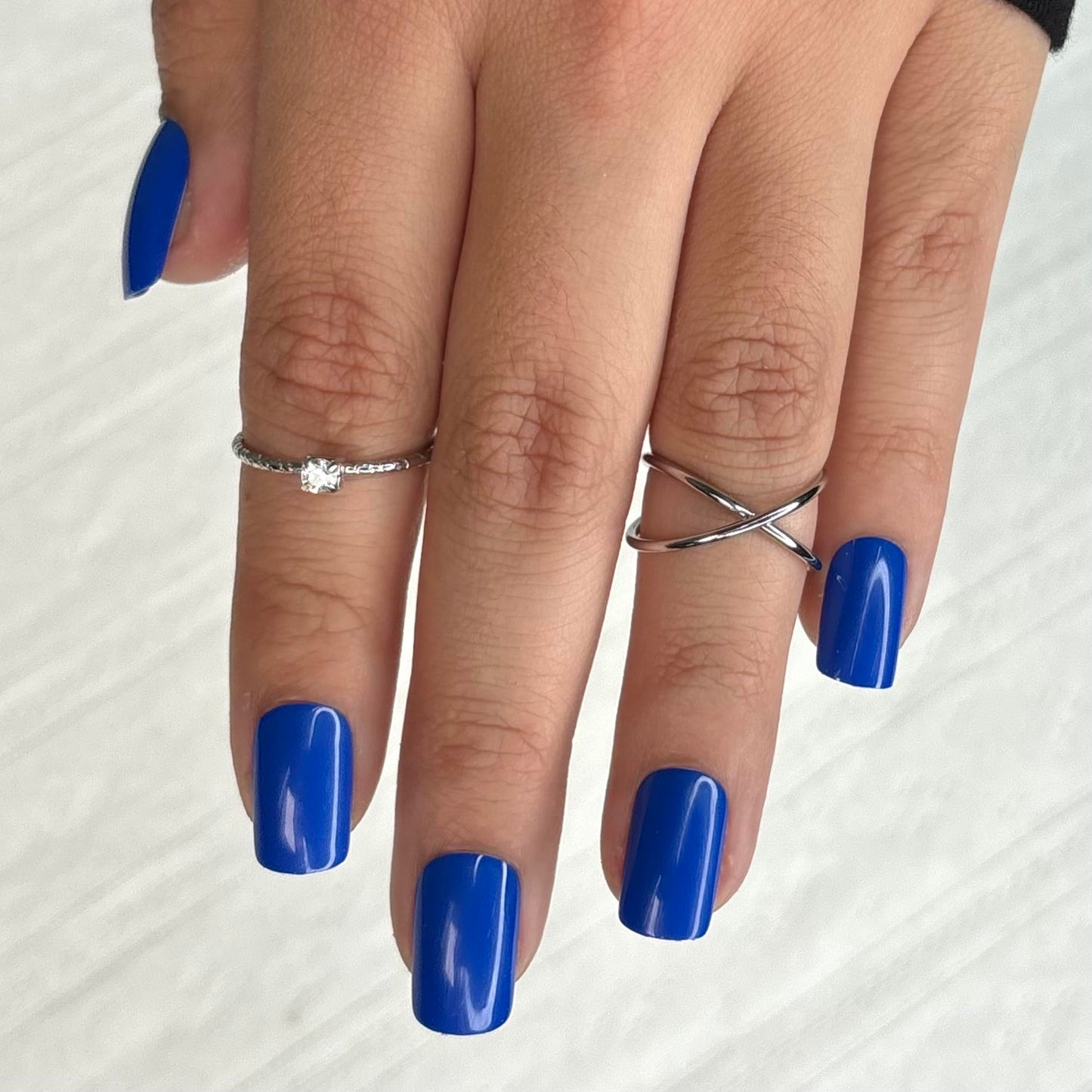 BLUE FLAIR Press-On Nails by Lavaa Beauty | Vibrant Blue Medium Square Nails