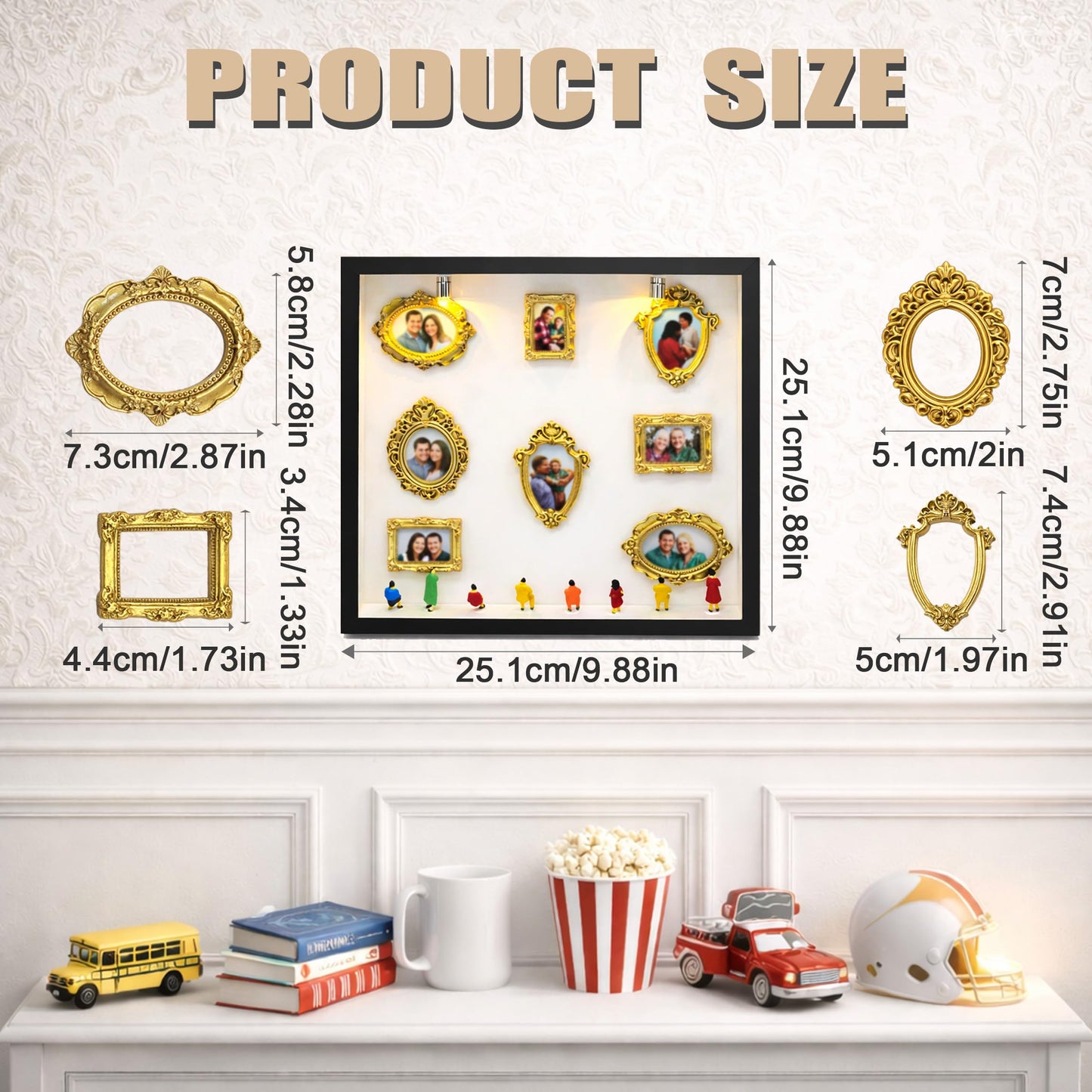 DIY Mini Shadow Box Frame Kit Black- Upgrade Mini Museum Kit Box with Miniature Figurines, Custom Photo Display Personalized Memory Decor, Celebrate Unique Memories in Style for Anniversary, Wedding