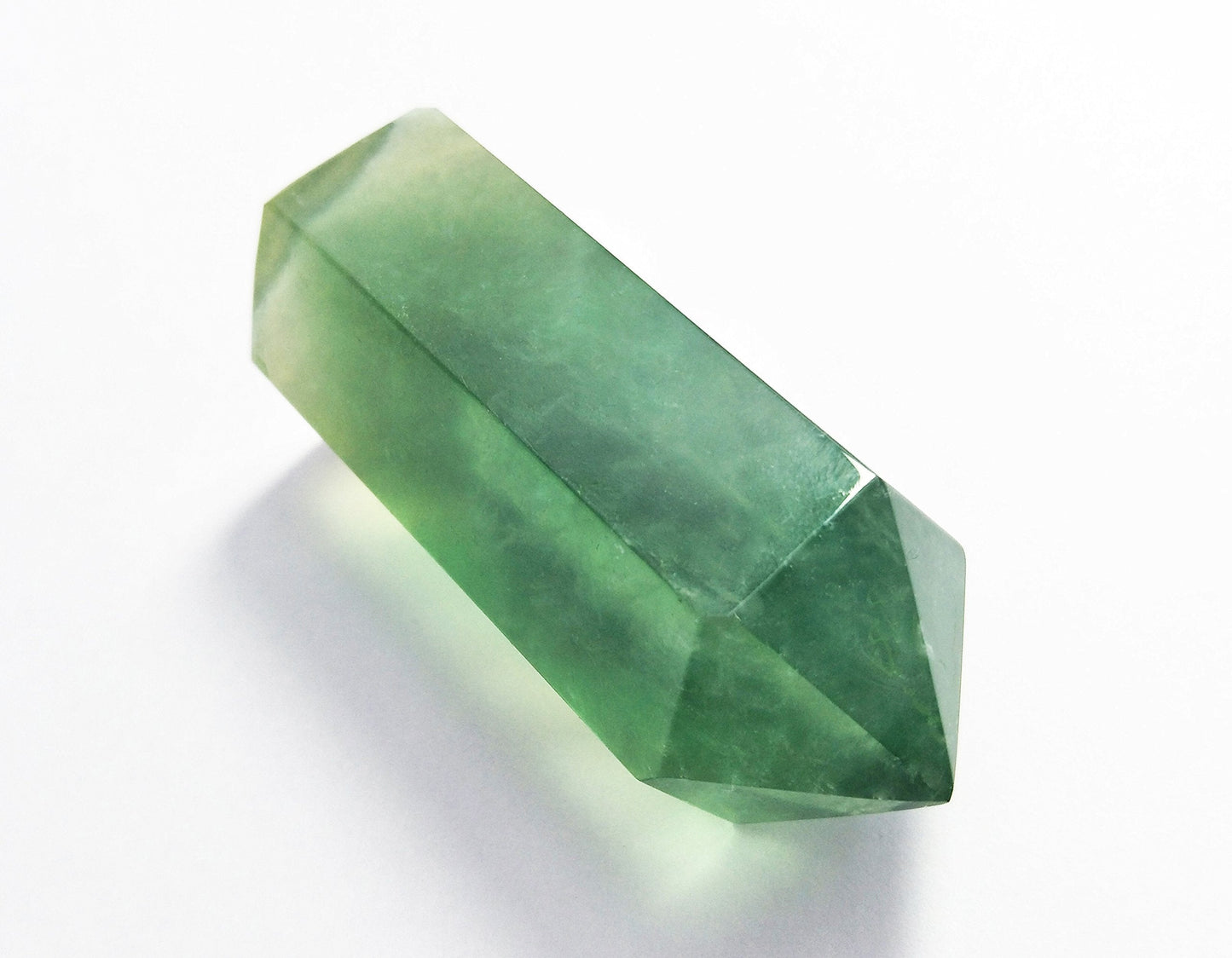Green Fluorite Healing Stone Wand Pointed & Faceted Prism Bar for Reiki Chakra Meditation Therapy Deco