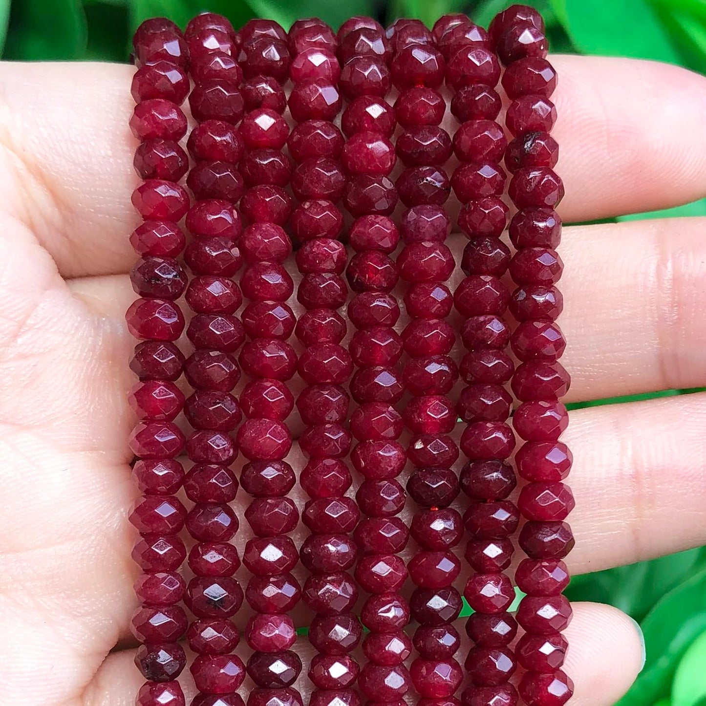 2 String 220PCS 3x5mm Natural Red Garnet Stone Beads for Jewelry Making, Songxi Facted Loose Gemstone Beads for DIY Bracelet Necklace Making Supplies with Energy Healing Chakra Power