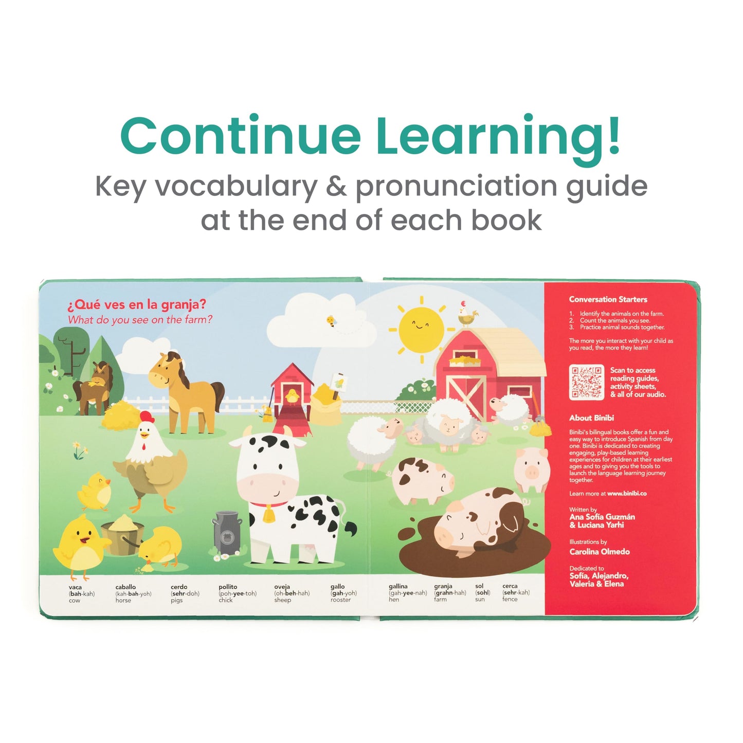 Binibi La Granja Bilingual Sound Book - Interactive Spanish Learning for Babies - Ages 1-5