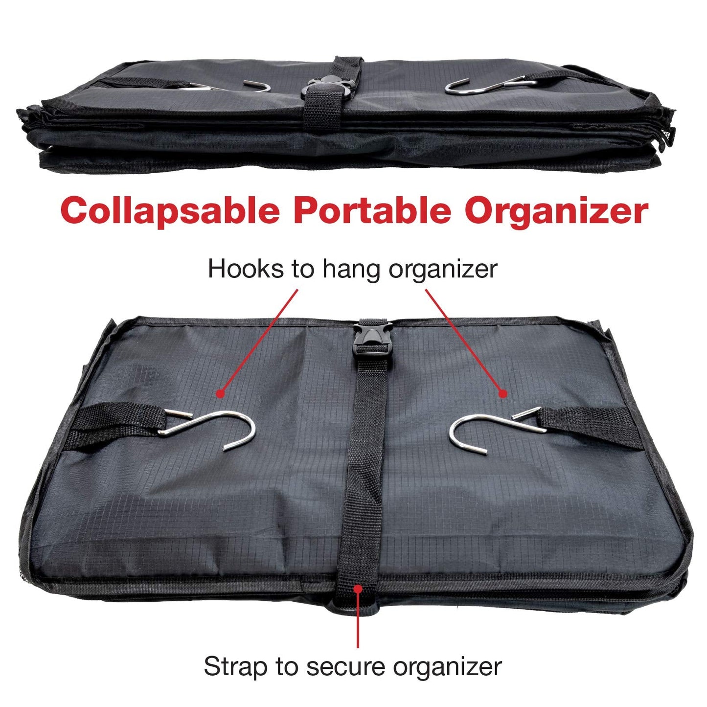 Excello Global Products Collapsable Portable Hanging Storage Organizer With Zippered Compartment Perfect for Travel and Packing