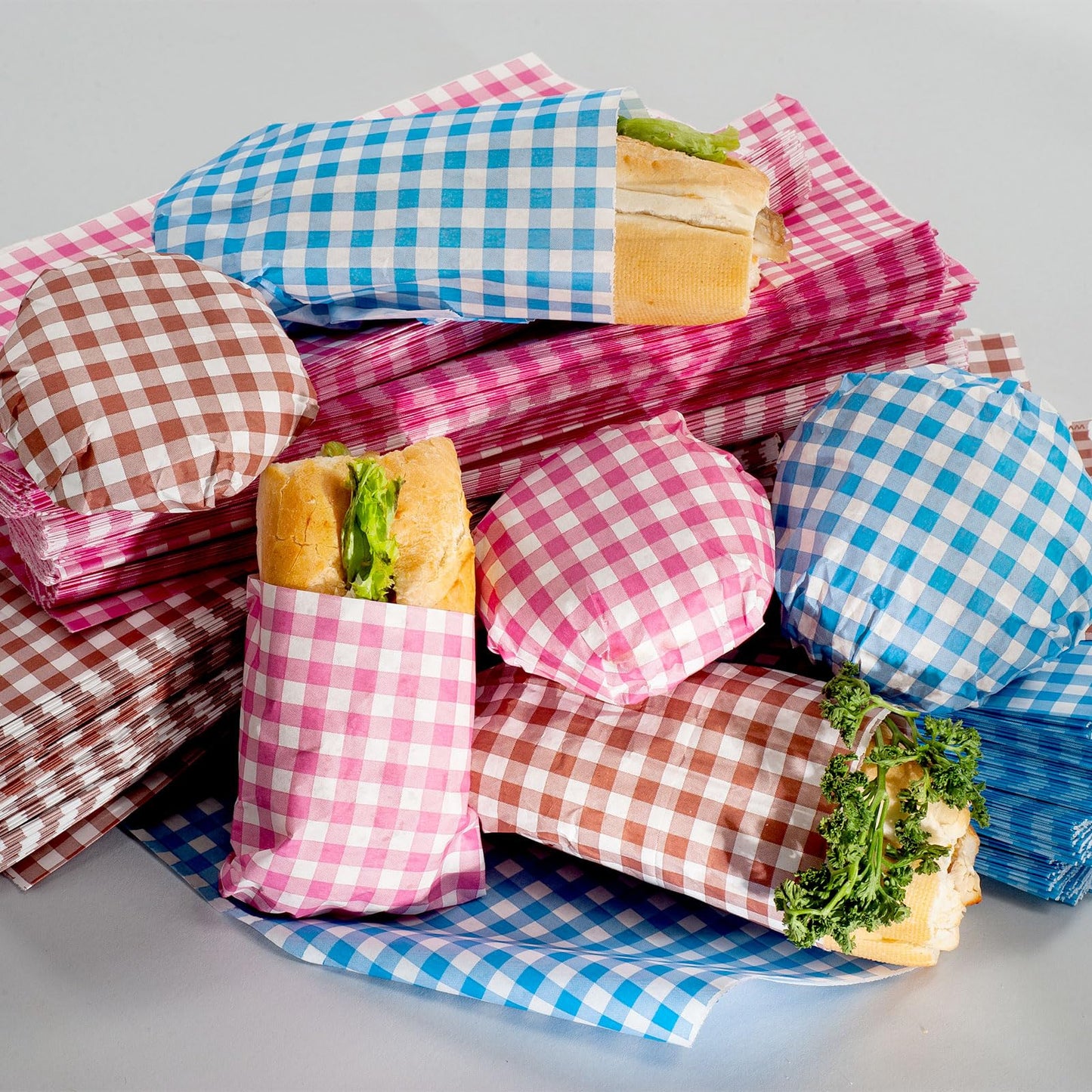 HARFINGTON 100pcs Square Stripes Wax Paper, 12" x 12", Pink