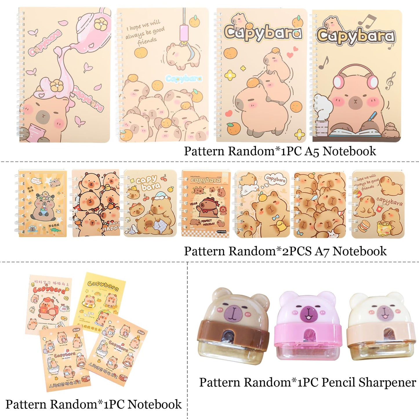 Lebaley Capybara Gifts - 27PCS Capybara Pencil Case，Capybara Stationery Set，Cute Back to School School Supplies，Pencil Bag include Gel Pens Pencil Sticky Notes Pins Notebook Card Holder Key Chain