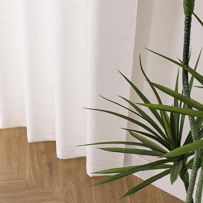 Chyhomenyc Natural Window Curtains 120 inch Length 2 Panels, Light Filtering Faux Linen Extra Wide Room Divider Patio Sliding Door Drapes, 10 FT, 60Wx120L, 2PCS