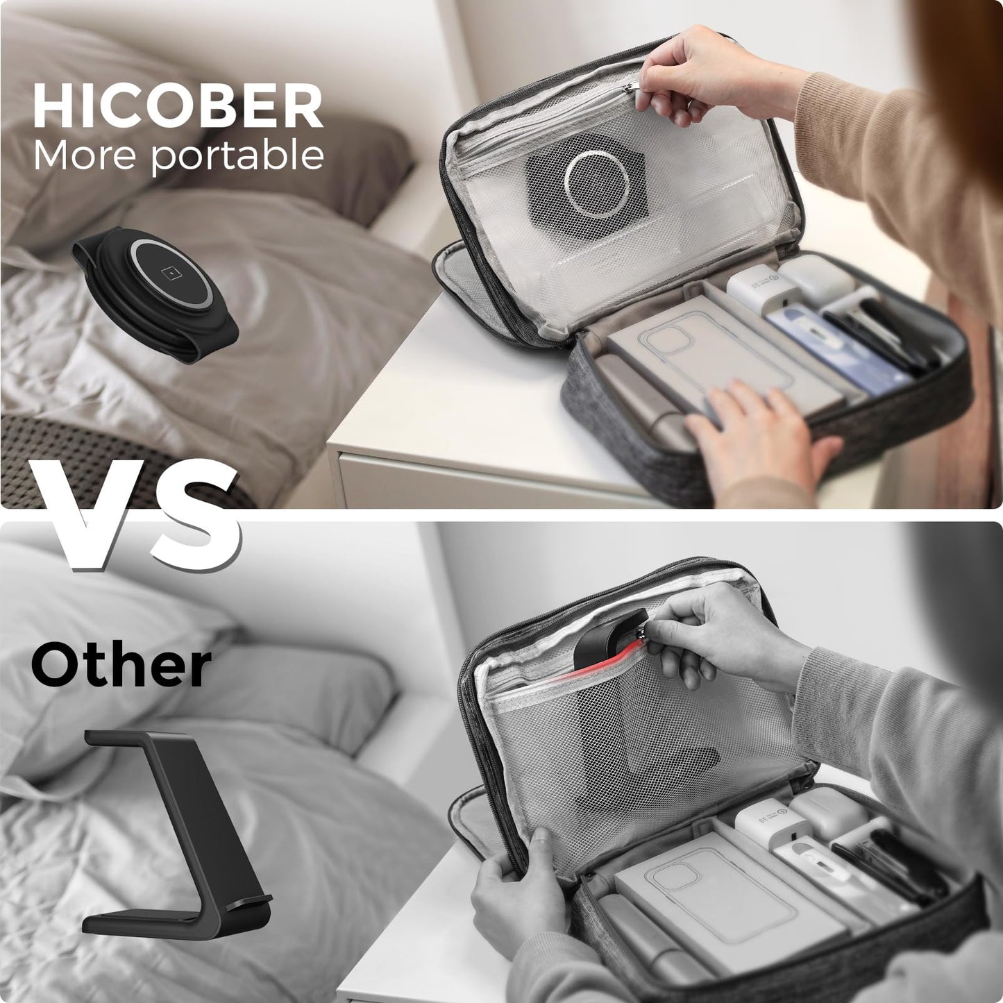 HICOBER 3 in 1 Charging Station for Multiple Apple Devices, Compatible with iPhone 17/16/15/14/13, Apple Watch & AirPods, Foldable Fast Wireless Charger & Travel Charger for Home/Office/Trips