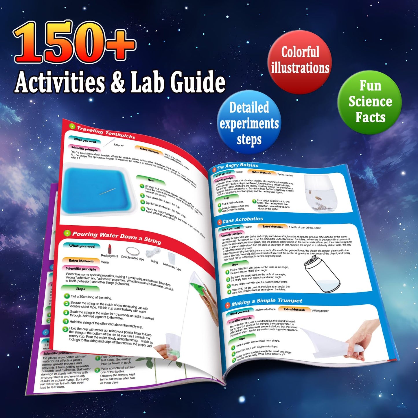 PATIFEED 150 Experiments Science Kit for Kids, Chemistry Set, Scientific Christmas Birthday Toys Gifts Ideas for Boys Girls, Break Geodes, Volcano,S.T.E.M Learning Projects