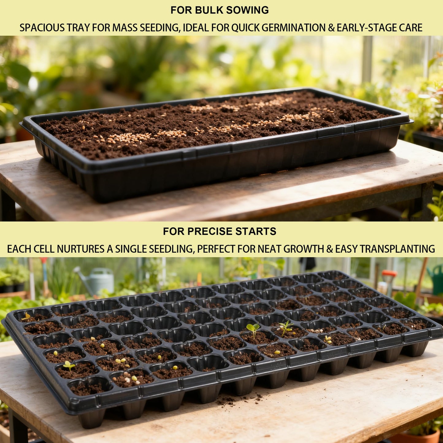 Hourleey 20 Pack Trays Include 10 Pack 1020 Seed Starter Trays and 10 Pack 72 Cell Plug Trays, Thick Durable Plastic Plant Nursery Tray, Propagation Tray for Seedlings Microgreens Fodder Plant
