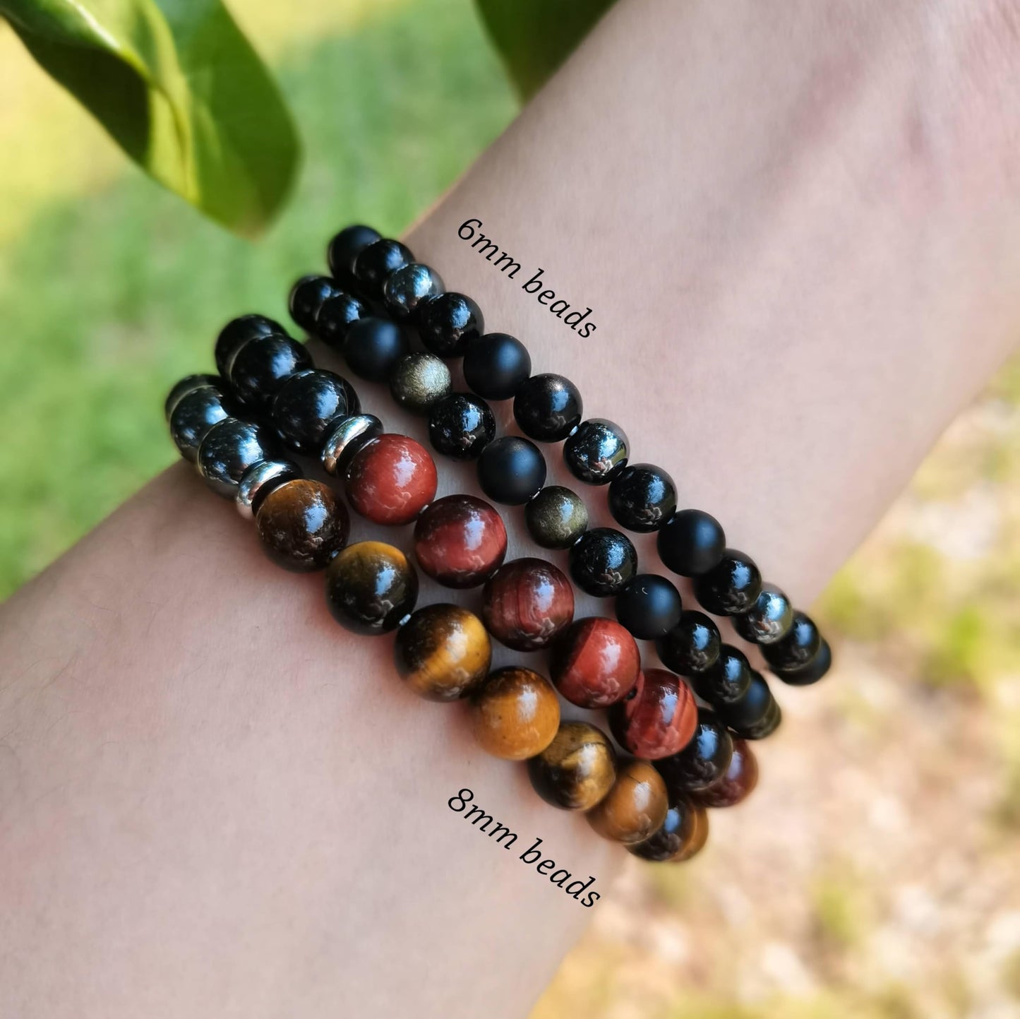 Gracayfr Black Tourmaline Bracelet Empath Protection Obsidian Onyx Triple Natural Stone Healing Crystals Spiritual Gemstone Stretch Bead Hematite