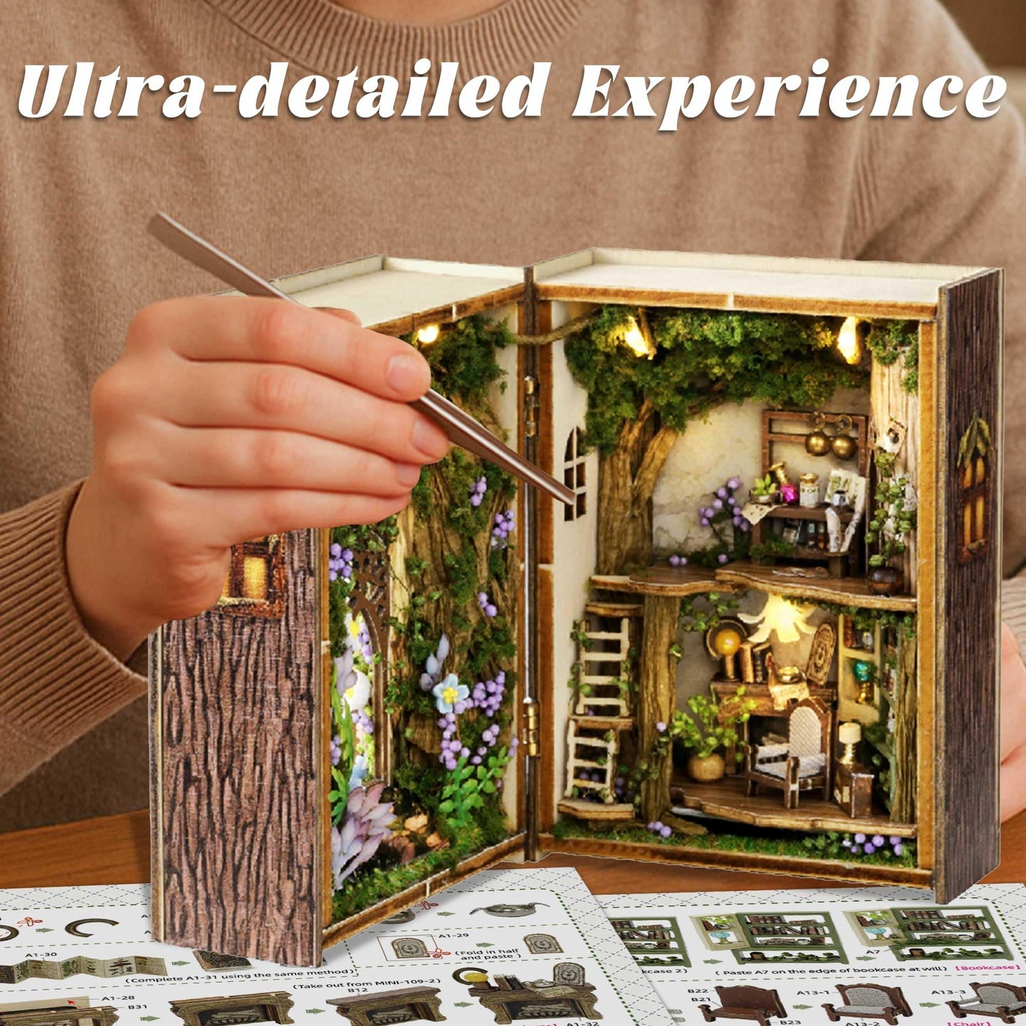 Flever Dollhouse Miniature DIY House Kit Creative Room with Furniture for Romantic Valentine's Gift (Forest Wonderland)