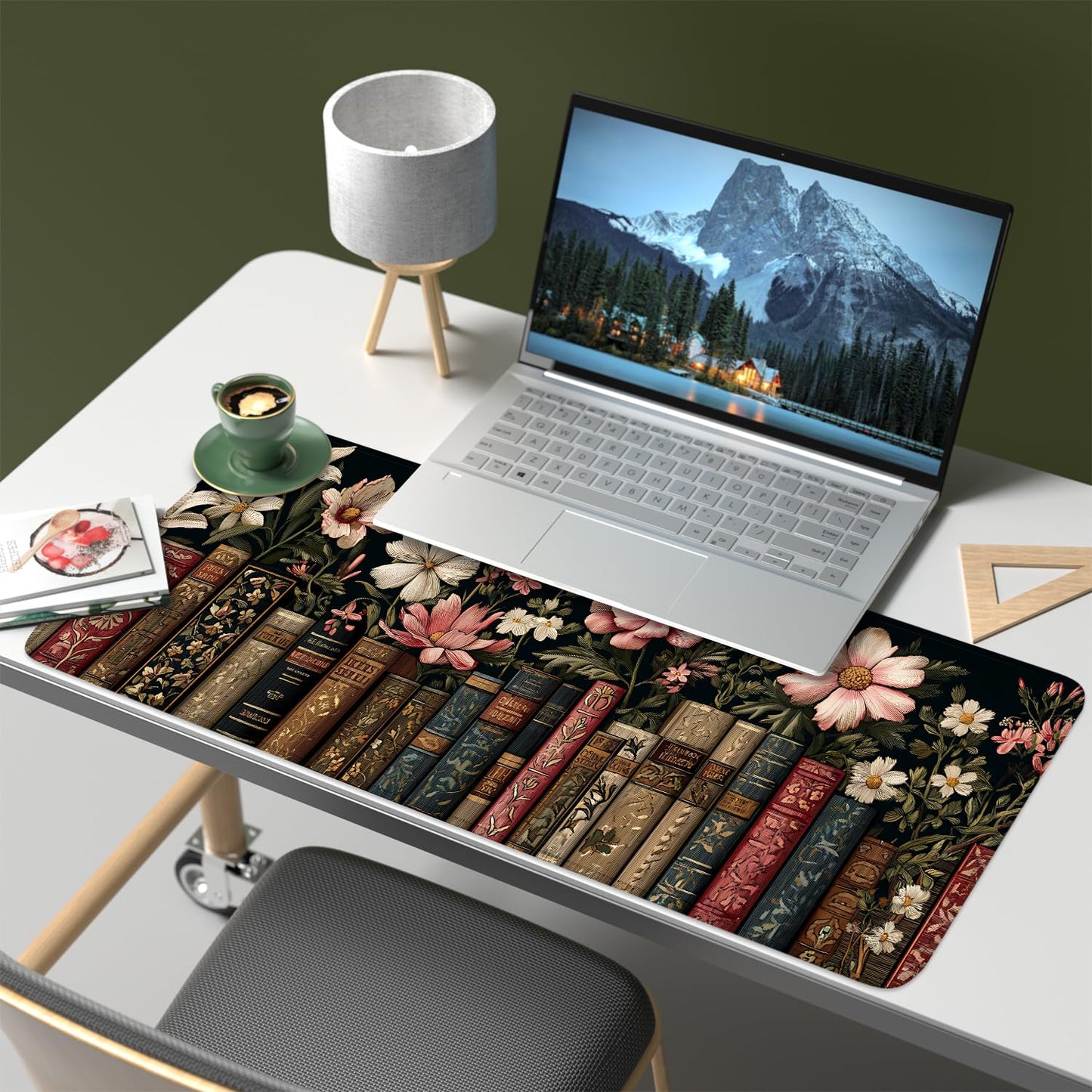 Mouse Pad, Large Anti-Slip with Stitched Edges Desk Mat Desktop Laptop Computer Desk Keyboard Mat,Table Protector Blotter Mat (Book, 31.5" x 11.8")