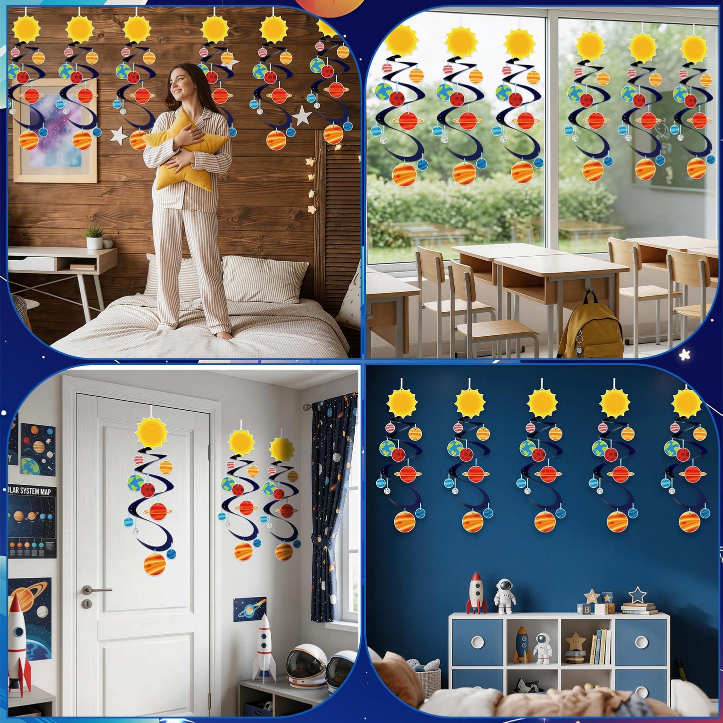 24 Sets Space Craft Kits DIY Solar System Hanging Decoration Make Your Own Outer Space Paper Crafts Ornament Galaxy Planet Star Stickers Games for Home School Classroom Activities Party Favor Gift