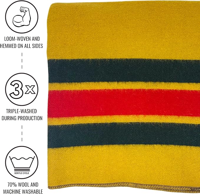 Arcturus Military Wool Blanket - Warm, Thick, Washable - Great for Outdoors, Camping, Stadium Blanket, Picnics, Travel - Car & Bushcraft Survival Kits, Large 64in x 88in 4.5 lb