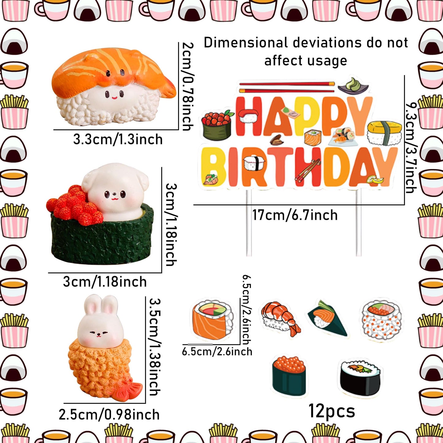 Sushi Cake Decoration for Japanese Birthday Party Decorations Sushi Theme Birthday Cake Topper for Baby Shower Supplies