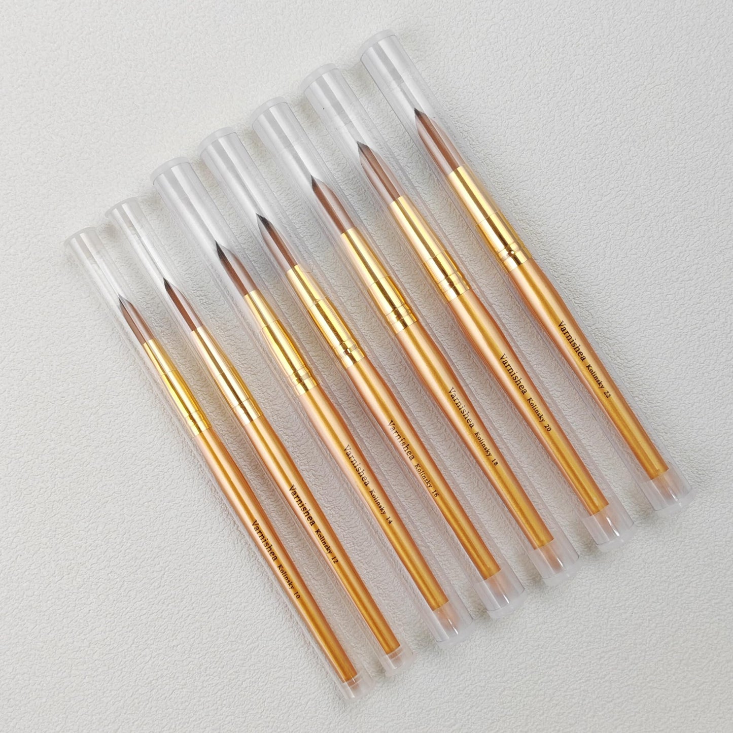 varnishea Kolinsky Acrylic Nail Brush Golded Solid Wood Handle Professional Manicure Brushes for Powder Nail Acrylic Application - Salon & DIY Nail Art Essentials - Size 16, 1.0 Count