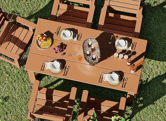 GREENVINES Outdoor Dining Chairs Set of 2 | HDPE | Patio Chair | All-Weather | Teak
