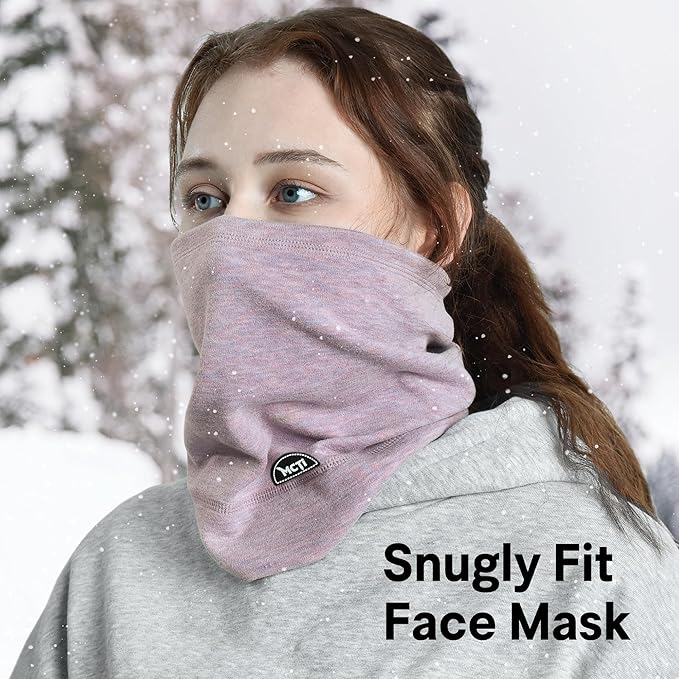 MCTi Neck Gaiter Warmer Winter Fleece Scarves Beanie Hat for Skiing Cycling Elastic Closure