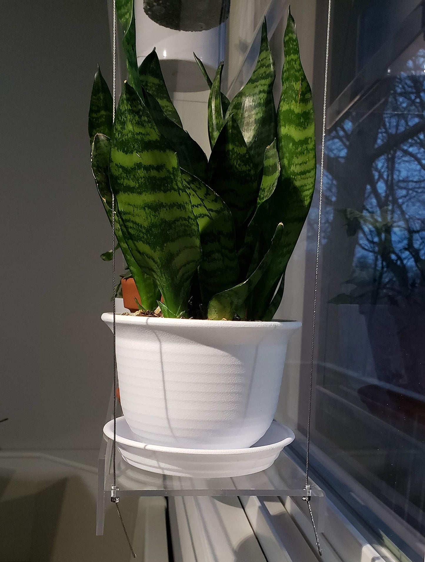 SUPREMETECH Hanging Acrylic Shelves for Windows (28" Wide, 3 Shelves - 46" Tall)