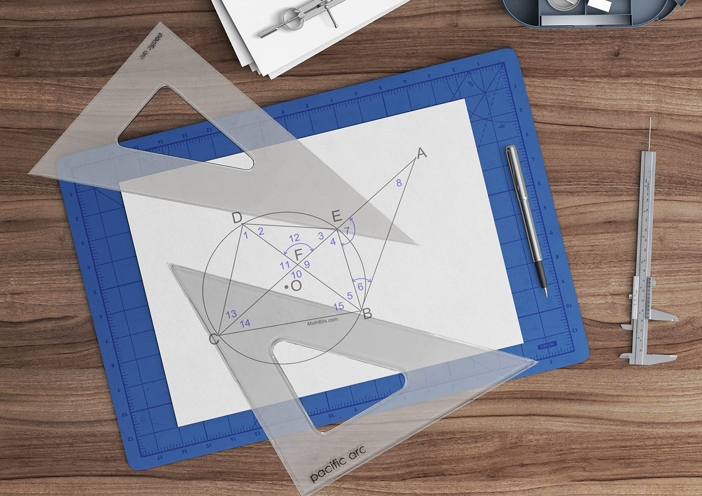 Pacific Arc's Scholastic Triangle - 6 inch - Smoke - 40/90 Angle - Polystyrene - Inking Edge - Technical Drawing Tools, Drafting, Architect and Engineering.
