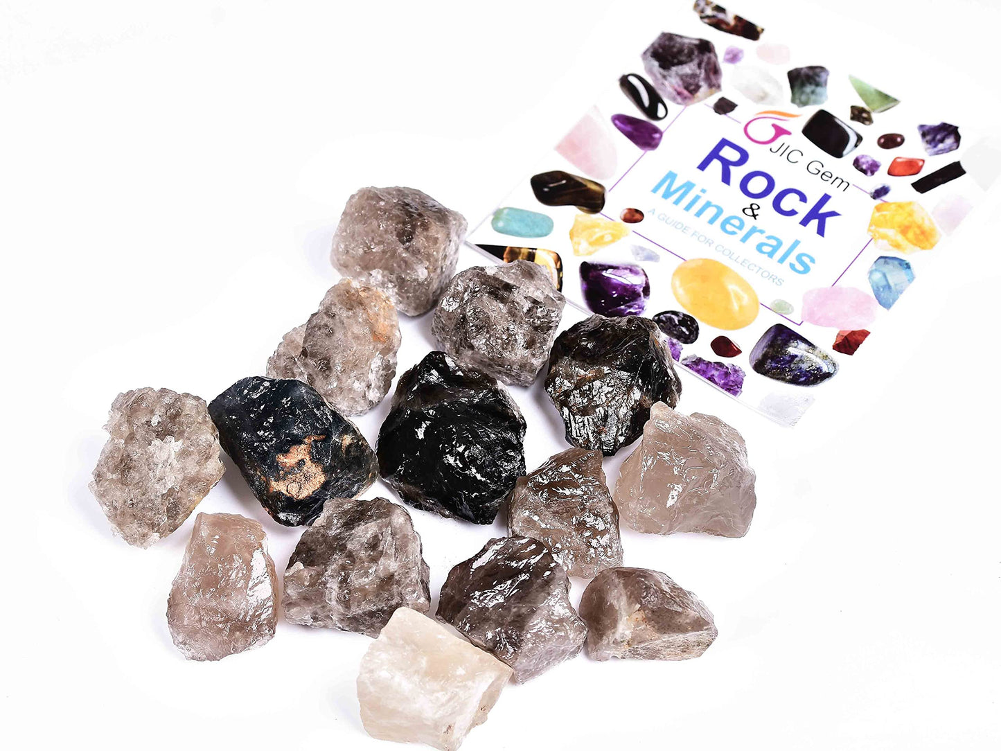 JIC Gem 12-16Pcs 0.7 Lbs irregular shape unpolished raw Madagascar natural Smoky Quartz Crystals and Healing Stones,0.32KG Gemstone Crystal Bulk rough Stones