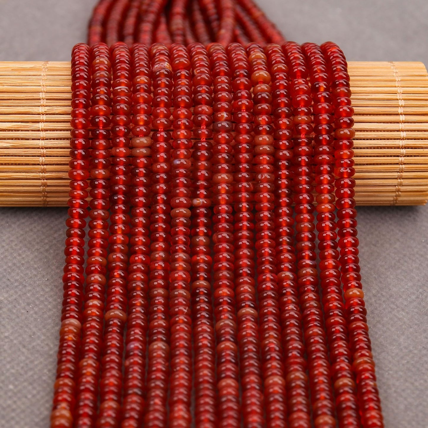 BONNY BOXX 1 Strand (150PCs) Natural 2 * 4mm Carnelian Rondelle Beads, Natural Abacus Disk Stone Beads Loose Spacer Gemstone for DIY Bracelet Necklace Jewelry Making