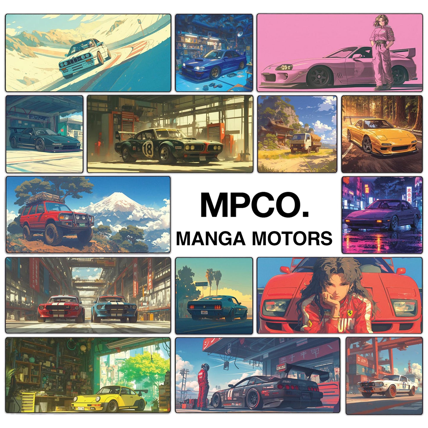 MPCO. Original Large Gaming Desk Mat – 36" x 17" Duraglyde Manga Motors Benjis-BMW Full Desk Mouse Pad for Smooth Precision – Non-Slip, Washable Extra-Large PC Mouse Pad for Gaming Sessions