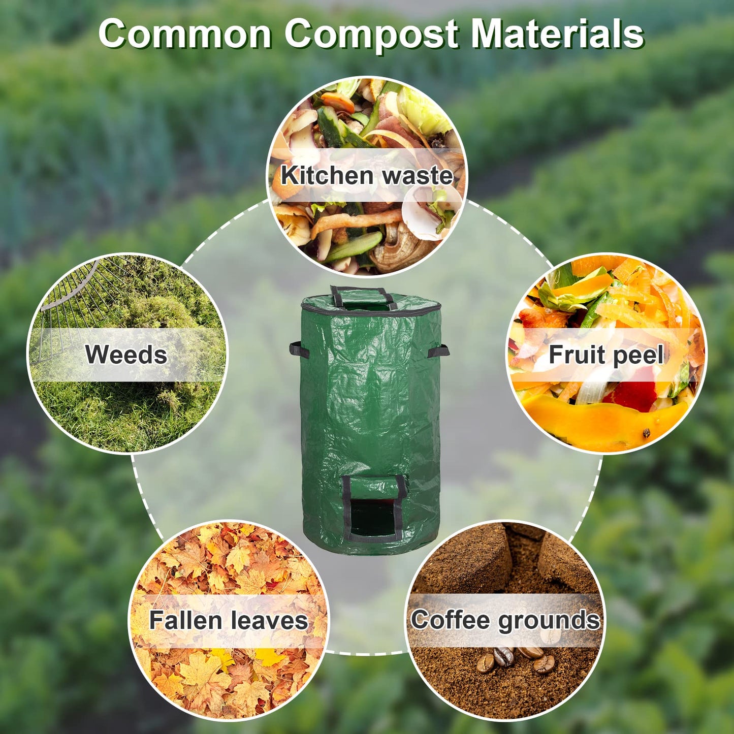 MyLifeUNIT Compost Bins Outdoor, Composting Bin for Outside Garden, Reusable Garden Yard Waste Bag, 34 Gallons (2 Pack, Green)