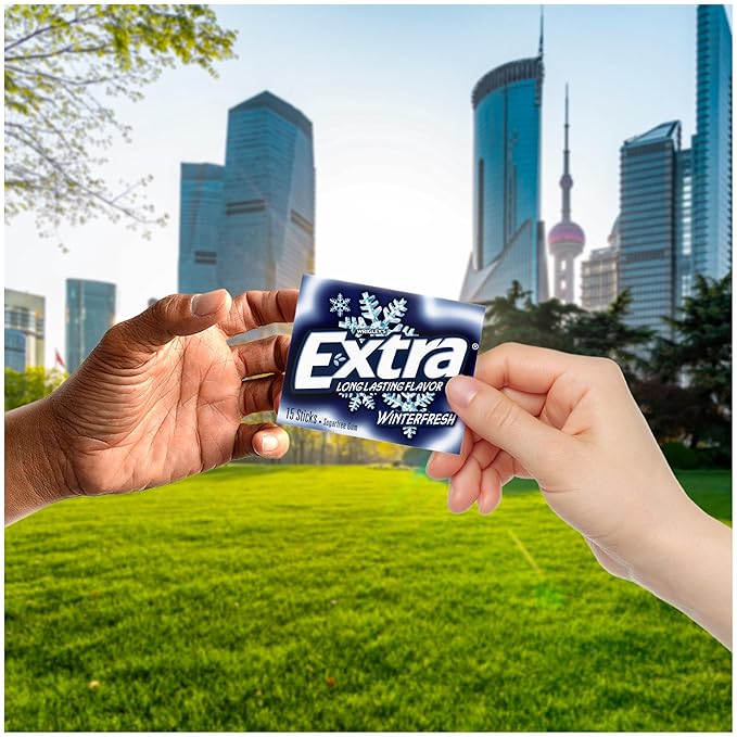 Extra Gum Winterfresh Sugarfree, Bulk, Individually Wrapped, Perfect for Fresh Breath at School, Work, and Travel 15 Count, Pack of 10