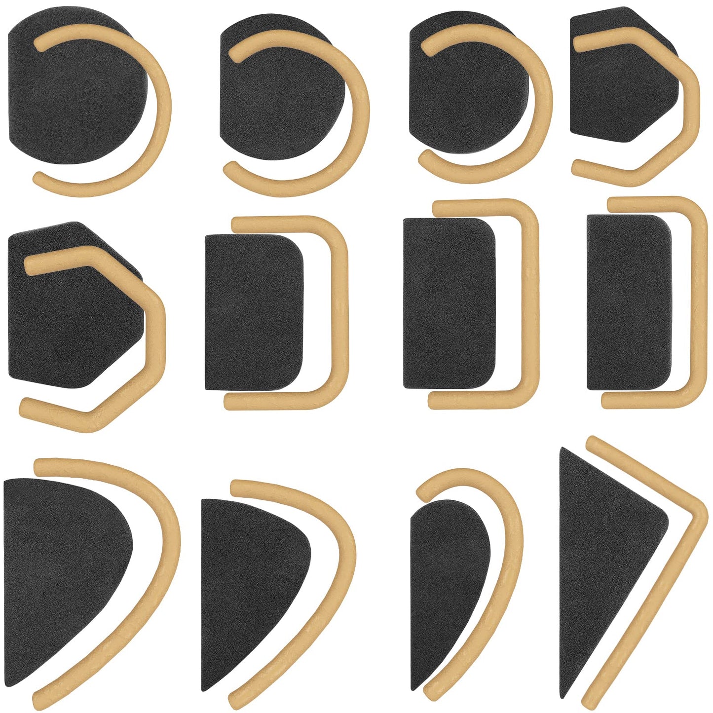 Pottery Mug Handle Molds 12Pcs Mug Handle Forms Mug Handle Making Tool for Pottery Ceramic Mug Handle Molds for Clay with Various Shapes and Sizes-Black