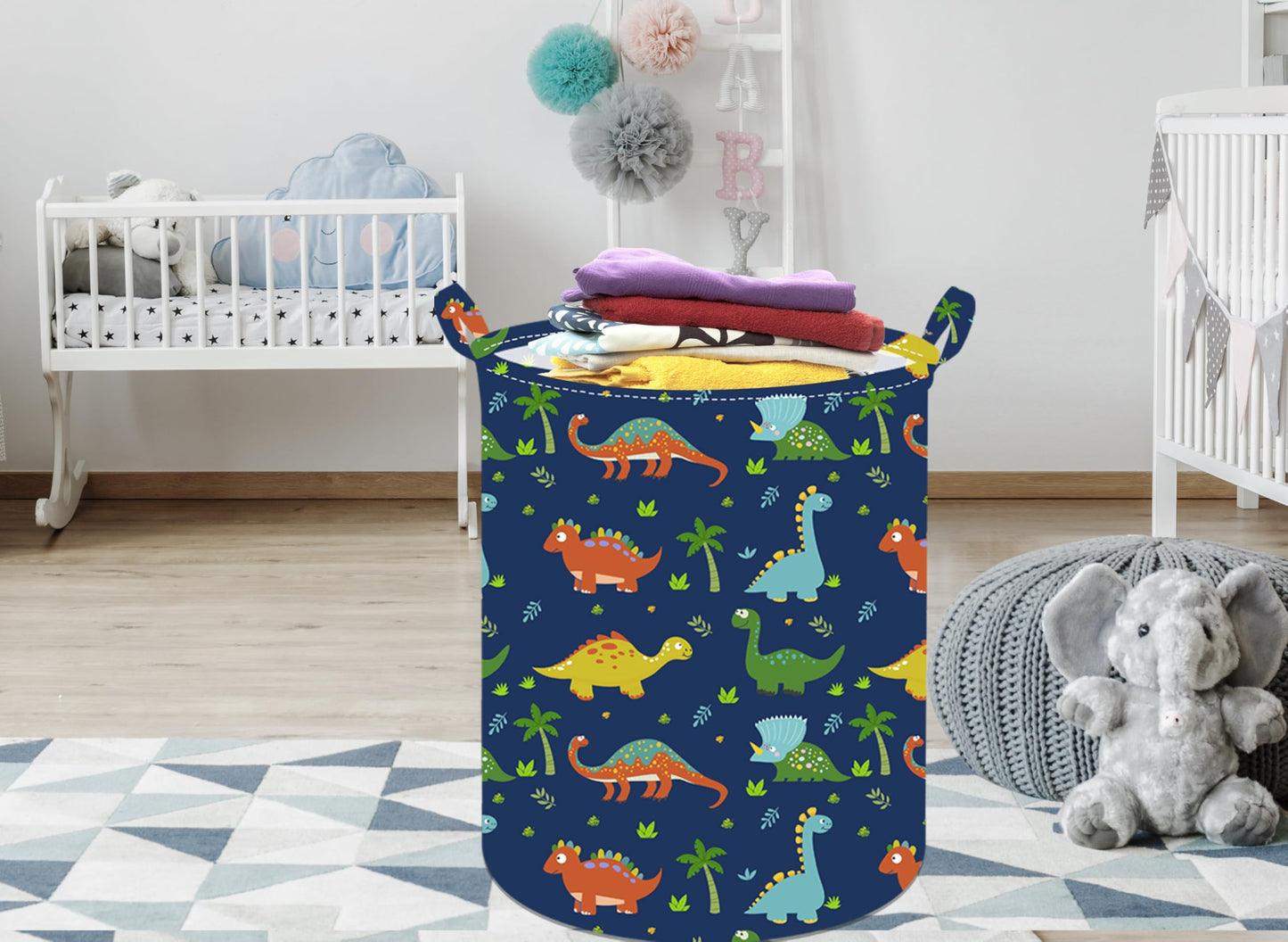 ACMUUNI Collapsible Kids Laundry Basket Clothes Hamper, Foldable Storage Organizer Bin, Toy Clothes Storage with Handles for Boys Girls Bedroom, Room Decor Dinosaur