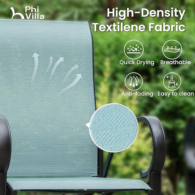 PHI VILLA Outdoor Bar Stools Set of 6, Swivel Patio Bar Stools & Chairs, High Top Bar Seating for Outside, Balcony，Porch and Backyard, Teal