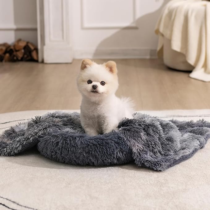 gogobunny Waterproof Dog Blanket for Couch & Furniture Protection - Super Soft Reversible Throw for Large Dogs & Cats, Calming Washable Fur & Sherpa Pet Blanket (25x35 Inch, Stone)