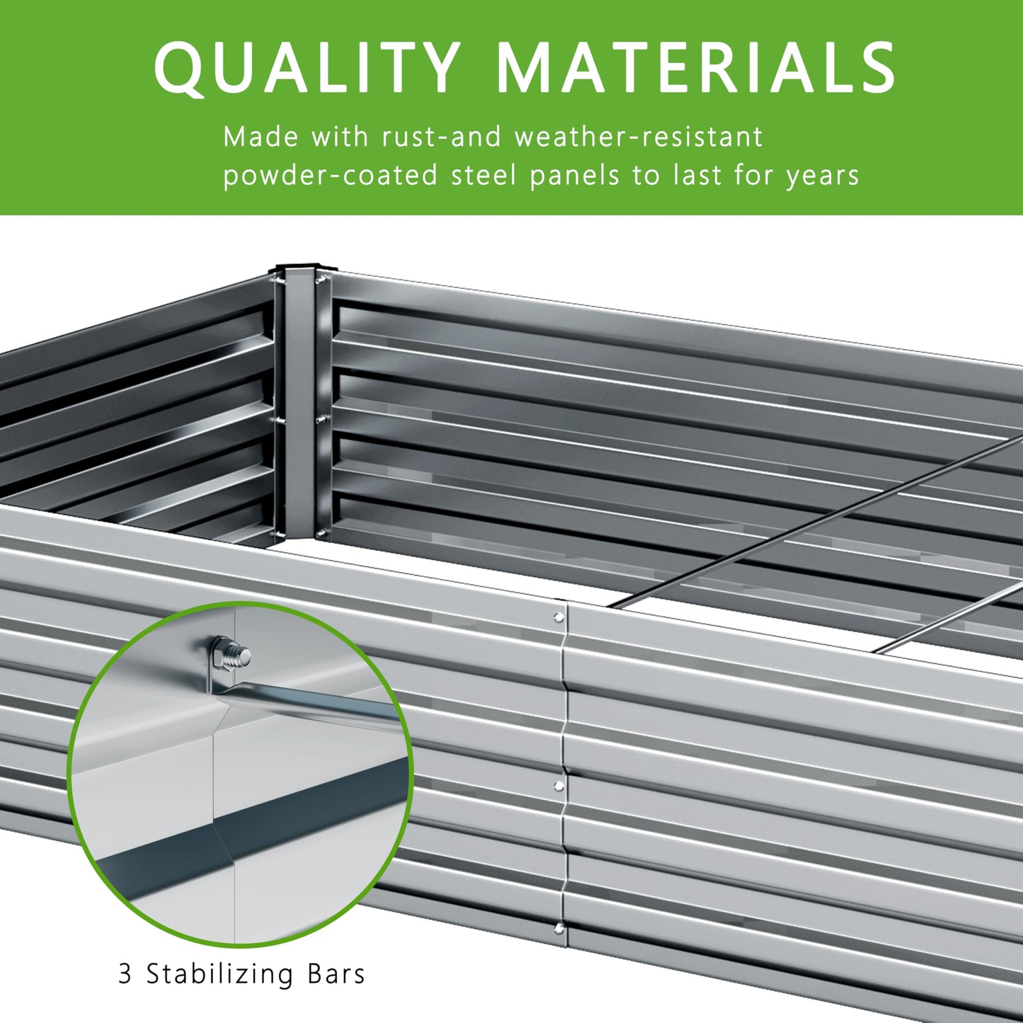 DIIYIV 12x2x1FT Galvanized Raised Garden Bed Kit,Vegetable Boxes-Rectangle Metal Flower Box,Large Planter Raised Beds Outdoor Garden for Planting,Fruit,Herb-Silver