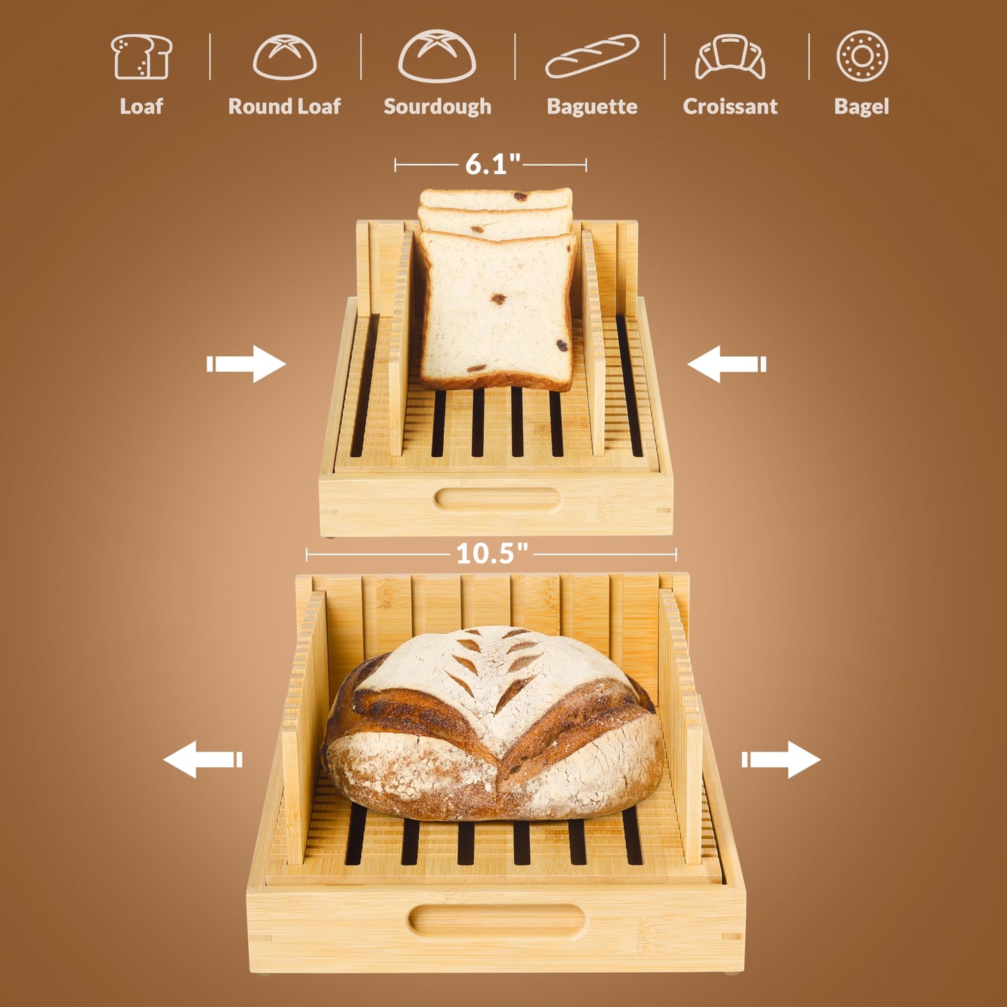 LukieBoee Sourdough Bread Slicer – 10.5″ Adjustable Bread Cutter for Homemade Bread, Precision Cutting Guide with Grooves, Wide Loaf Slicing Tool & Holiday Gift for Bread Lovers