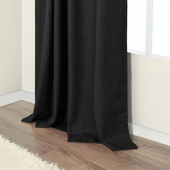 Long Black Curtains for Living Room Modern Farmhouse Linen Black Out Drapes for Bedroom Floor Length 102 Inch Curtain Panels Burg for 103 Inch Window Sound Deadening Thermal Patio Door 2 Panels 52x102