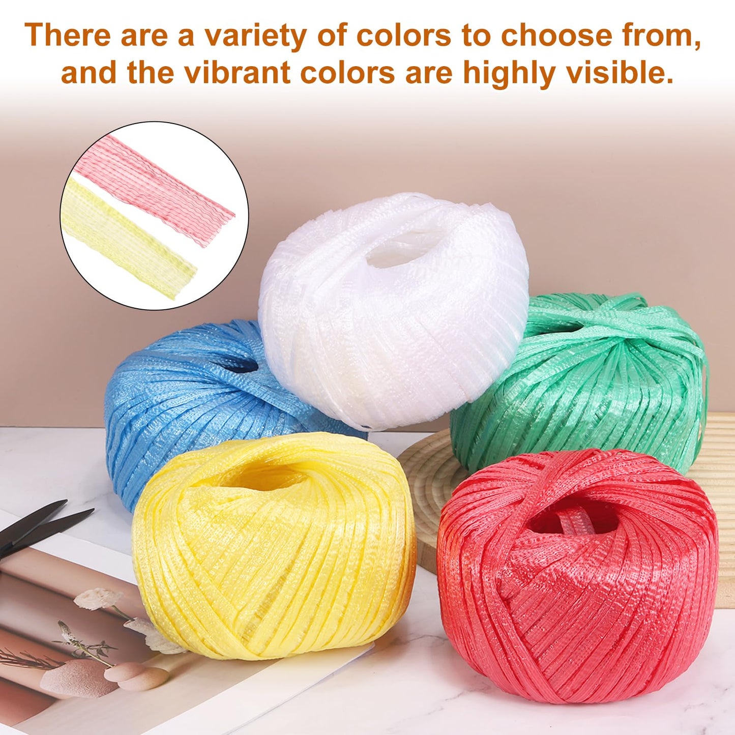 MECCANIXITY 6 Rolls Polyester Nylon Plastic Rope Twine, 80m/262ft Nylon Cord Household Bundled Polypropylene Twine Yarn for Household Gardening Tying Binding Garden Crafts, Red
