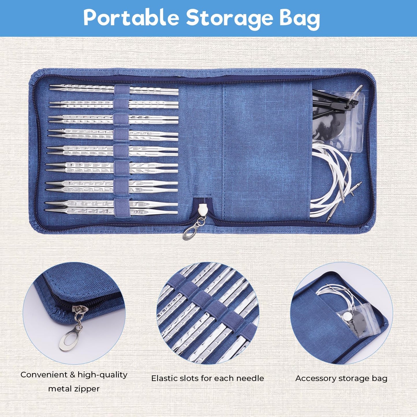 BsHooker Interchangeable Knitting Needles Set with Case,8 Pairs Square Aluminum Circular Knitting Needles with 4 Cable,Ergonomic Needles Kit 3.5mm-8mm